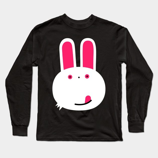 Albino rabbit character close up Long Sleeve T-Shirt by simonox